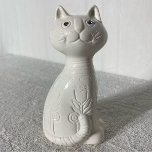 Vintage Ceramic Bisque Paint Your Own Floral Sitting Cat